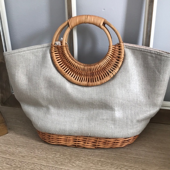 NWT Straw and linen satchel bag! - Picture 3 of 6